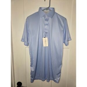 Collars & Co Mens Dress Collar Polo Shirt Blue White Gingham Large Tall NWT